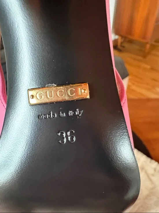 Gucci Pink Leather Horsebit Slingback Heels - Picture 6 of 11